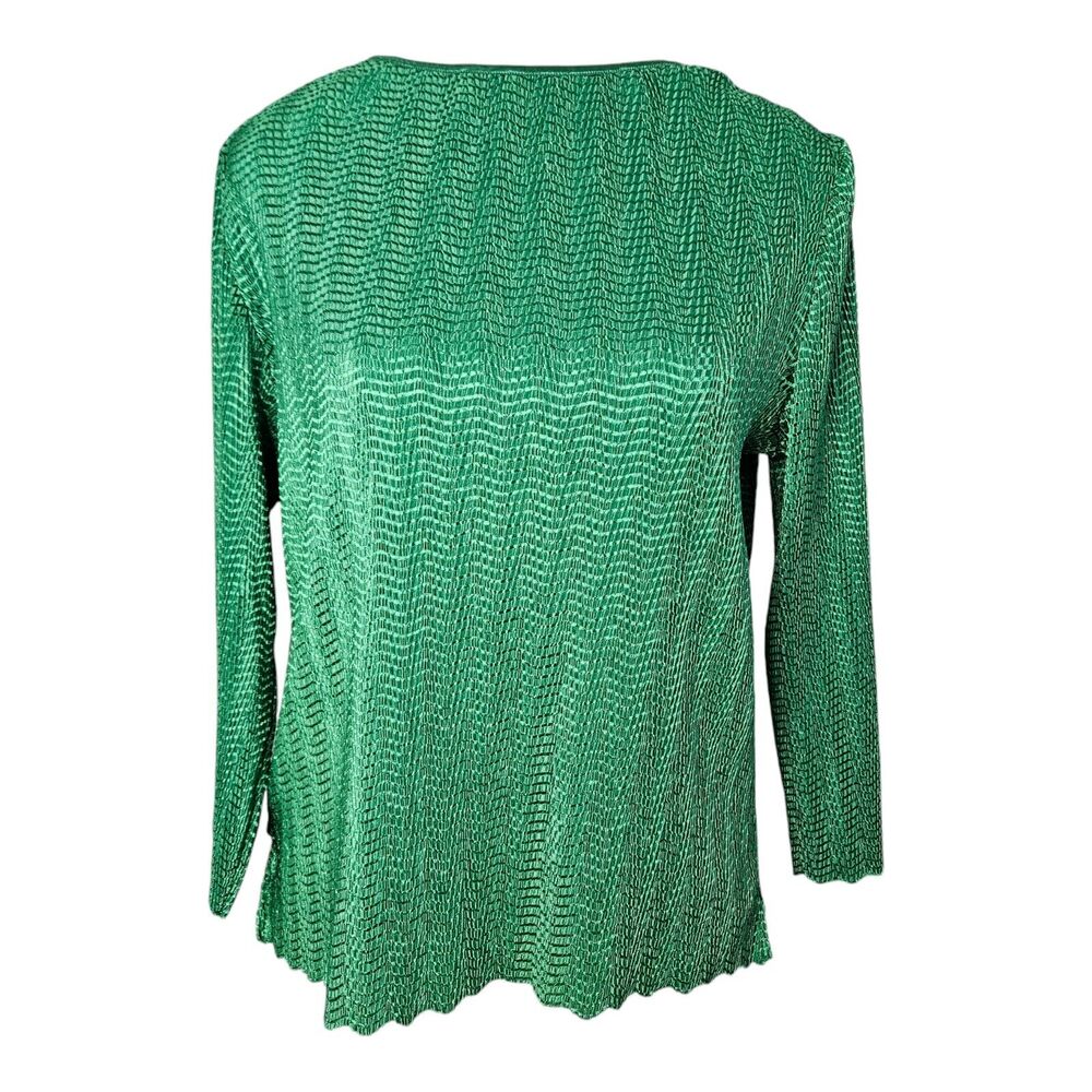 Lanalee Women's Blouse Size M Green Long Sleeves Stretchy Made In Canada